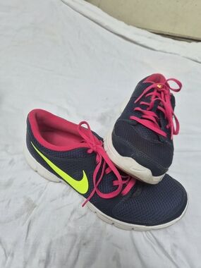 Nike Shoes Women's Size 8.5 Flex Experience Running 525754-402 Navy, Pink Yellow